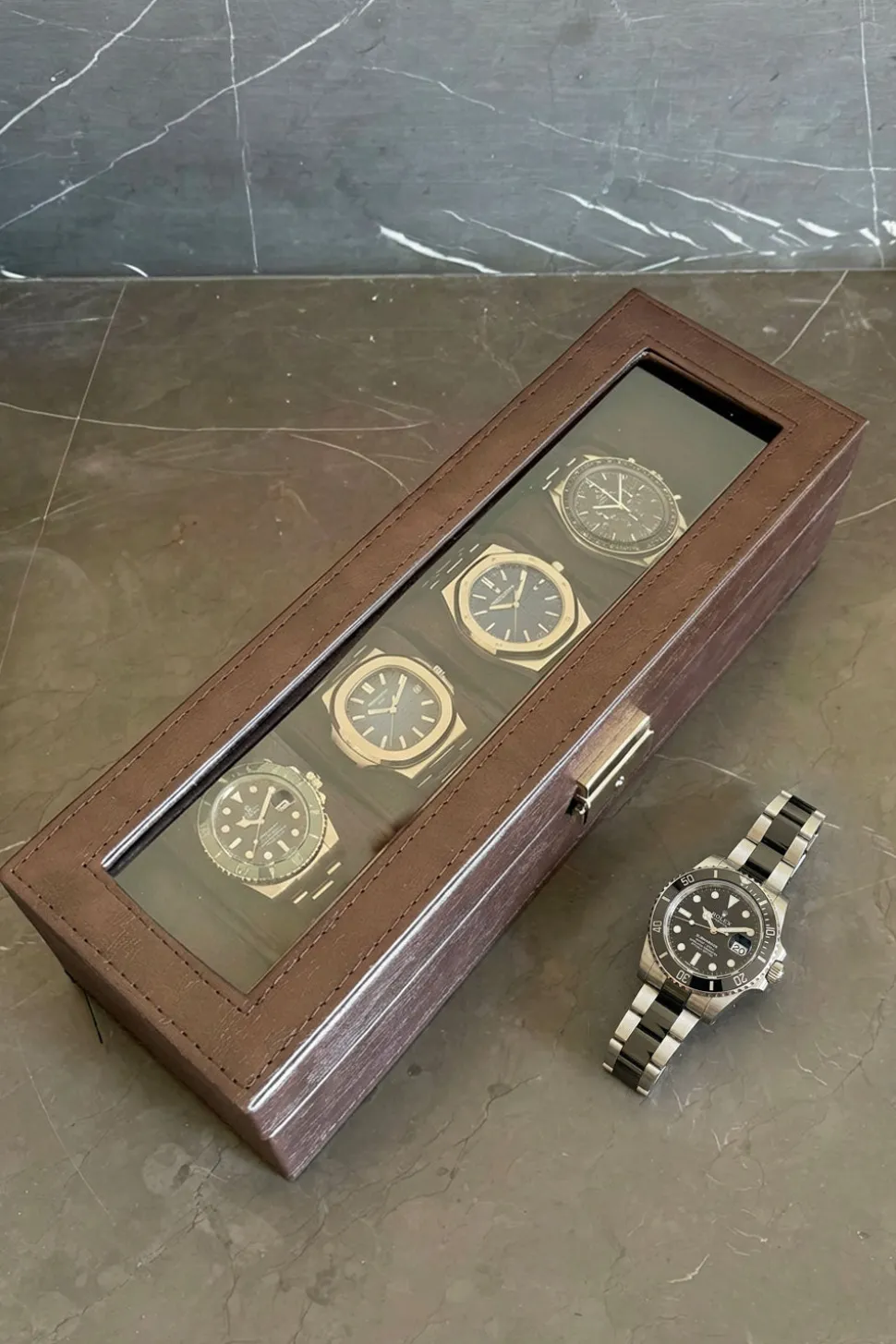 Caja Para Relojes Efecto Piel