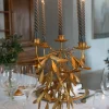Candelabro 5 Velas Con Diseño De Hojas Doradas
