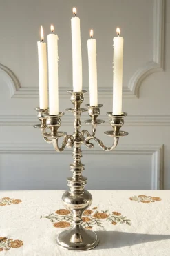 Candelabro 5 Velas Grande Plateado Co