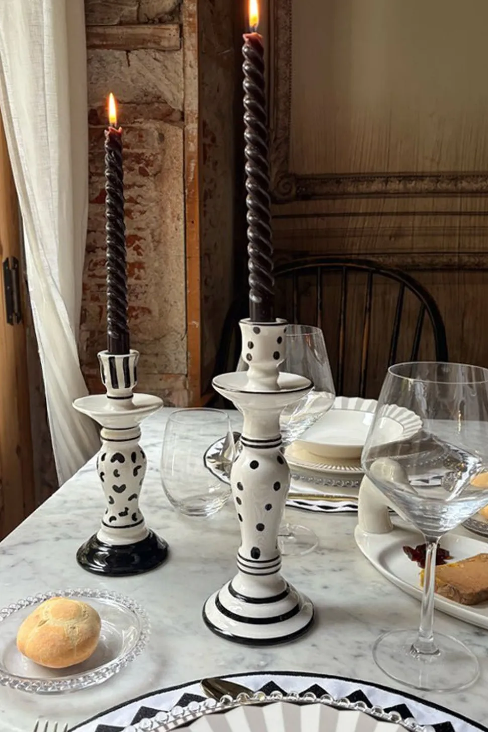 Candelabro Blanco Y Negro Grande