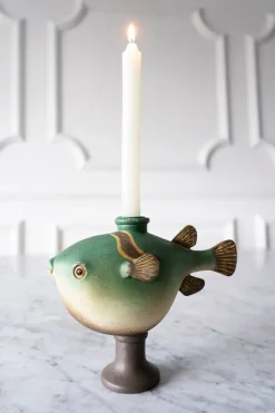 Candelabro Con Diseño De Pez En Color Verde