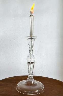 Candelabro De Aceite Transparente Grande