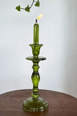 Candelabro De Aceite Verde Pequeño