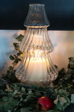 Candelabro De Cristal Con Diseño De Árbol Transparente
