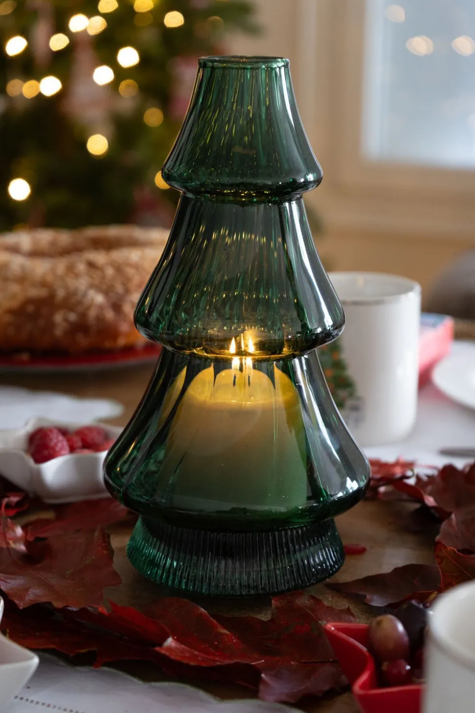 Candelabro De Cristal Con Diseño De Árbol Verde
