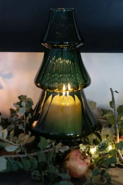 Candelabro De Cristal Con Diseño De Árbol Verde