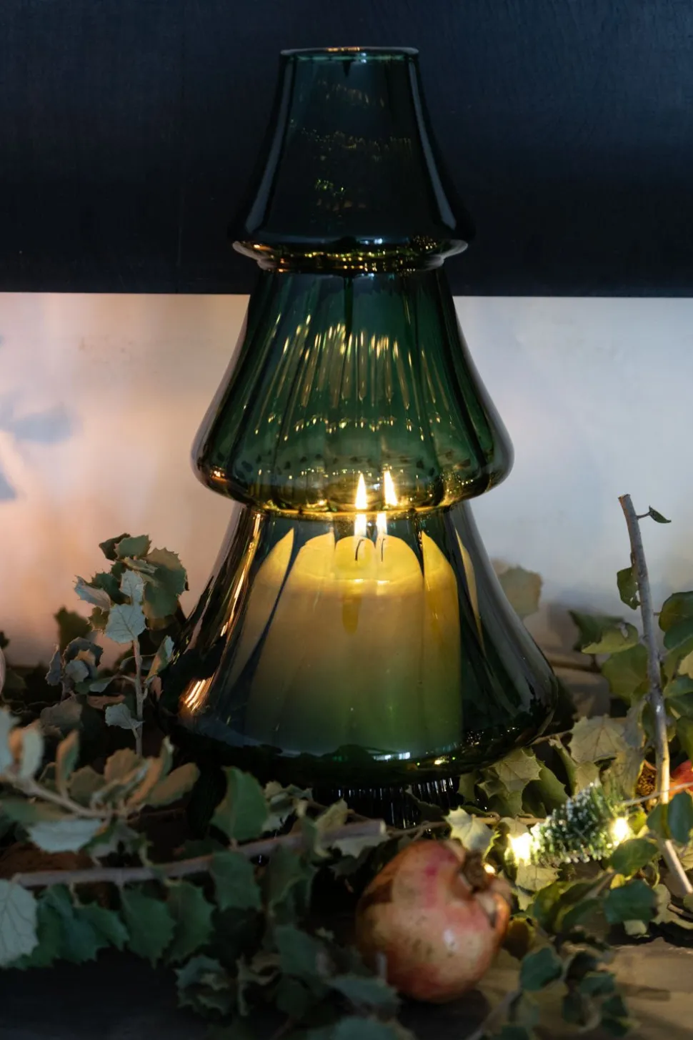 Candelabro De Cristal Con Diseño De Árbol Verde