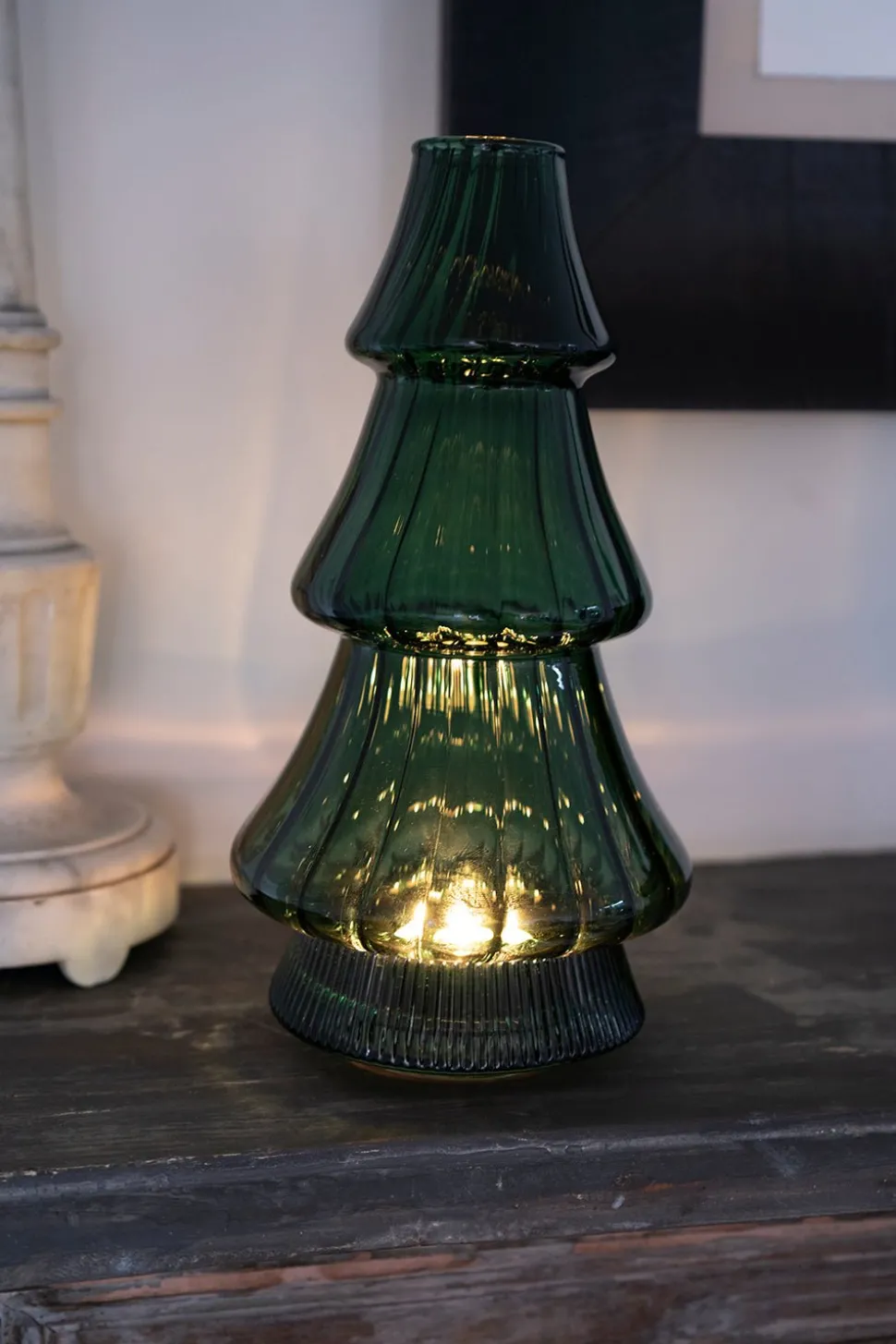 Candelabro De Cristal Con Diseño De Árbol Verde