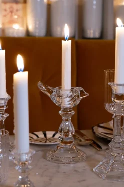 Candelabro De Cristal Con Diseño De Pájaro