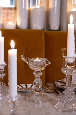 Candelabro De Cristal Con Diseño De Pájaro