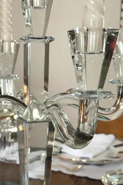 Candelabro De Cristal Con Soportes Para Cinco Velas