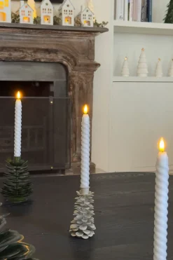 Candelabro De Hierro Con Diseño De Árbol Blanco Y Dorado Alto