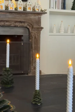Candelabro De Hierro Con Diseño De Árbol Verde Y Purpurina
