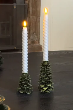 Candelabro De Hierro Con Diseño De Árbol Verde Y Purpurina