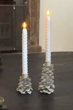 Candelabro De Hierro Con Diseño De Árbol Blanco Y Dorado