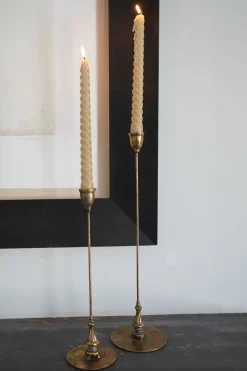 Candelabro De Metal Dorado Antique Mediano