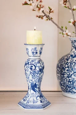 Candelabro De Porcelana Azul Y Blanco