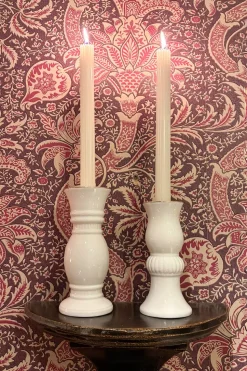 Candelabro De Porcelana Atenea Con Filo Dorado
