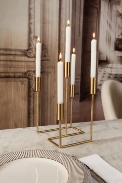 Candelabro Dorado De Cinco Velas