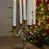 Candelabro Dorado De Latón Con Cinco Soportes Para Velas