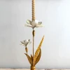 Candelabro Dorado Y Blanco Diseño Flor De Iris