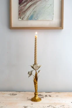 Candelabro Dorado Y Blanco Diseño Narciso