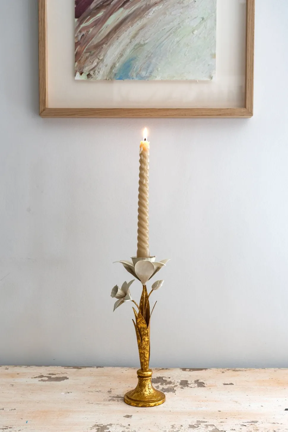 Candelabro Dorado Y Blanco Diseño Narciso
