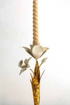 Candelabro Dorado Y Blanco Diseño Narciso