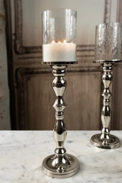 Candelabro Plateado Y De Cristal Grande Co