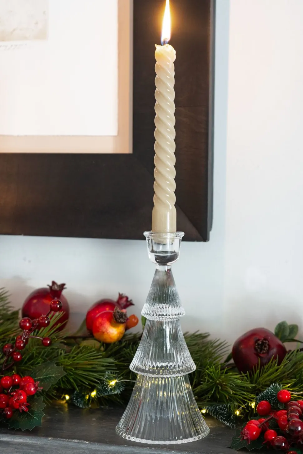 Candelabro Tallado De Cristal Con Diseño De Árbol Transparente Grande