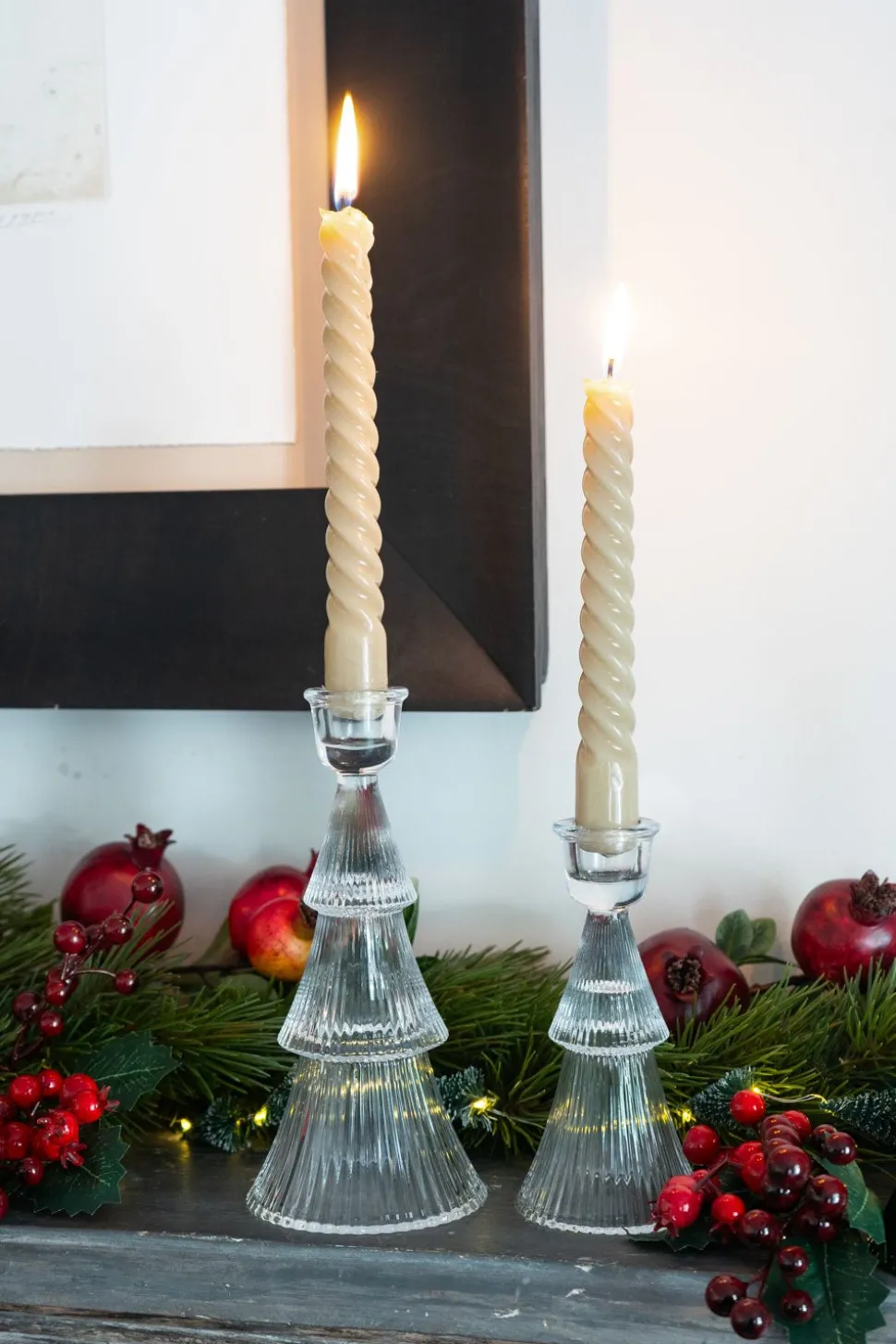 Candelabro Tallado De Cristal Con Diseño De Árbol Transparente Pequeño
