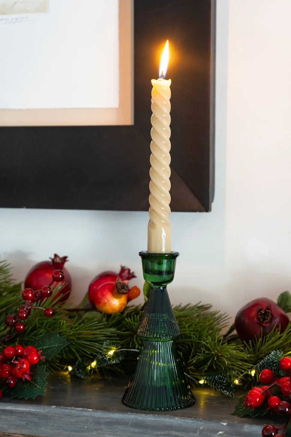 Candelabro Tallado De Cristal Con Diseño De Árbol Verde Pequeño