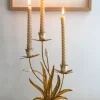 Candelabro Tres Velas Dorado Y Blanco Diseño Narcisos