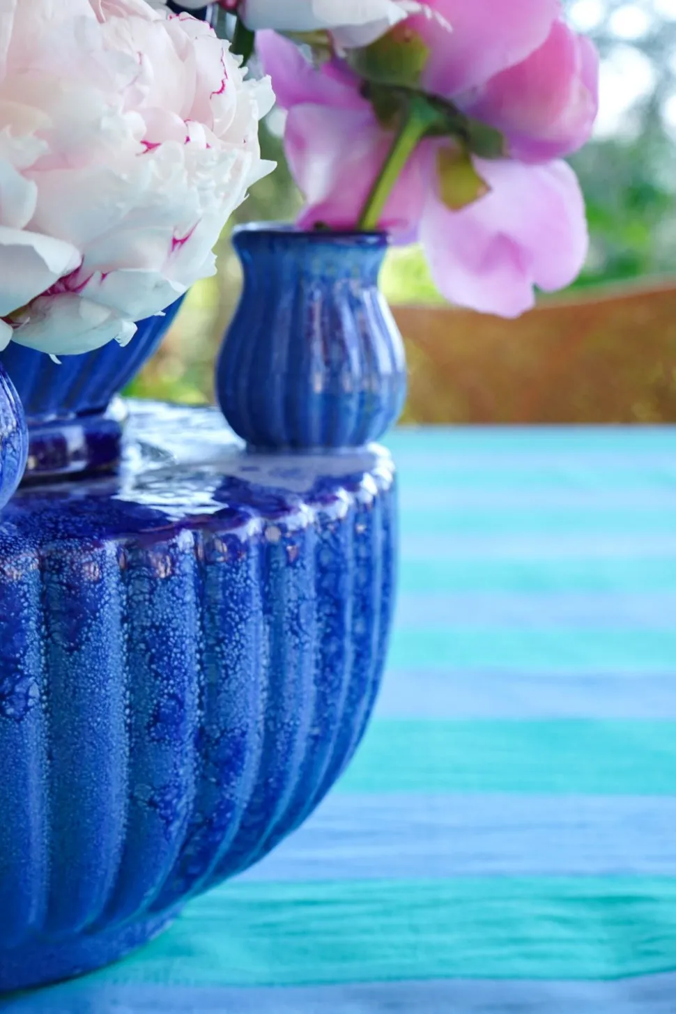 Centro De Mesa Con Diseño De Bulbos Azul