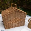 Cesta De Picnic De Ratán Con Asa Y Tapa