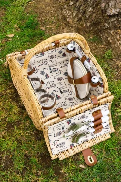 Cesta De Picnic Oval Estampado Marino Para 4 Personas