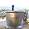Champanera Plateada Con Arandelas Y Diseño "Champagne" Ancha