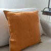 Cojín De Lino Teja Con Borde En Color Beige Cuadrado