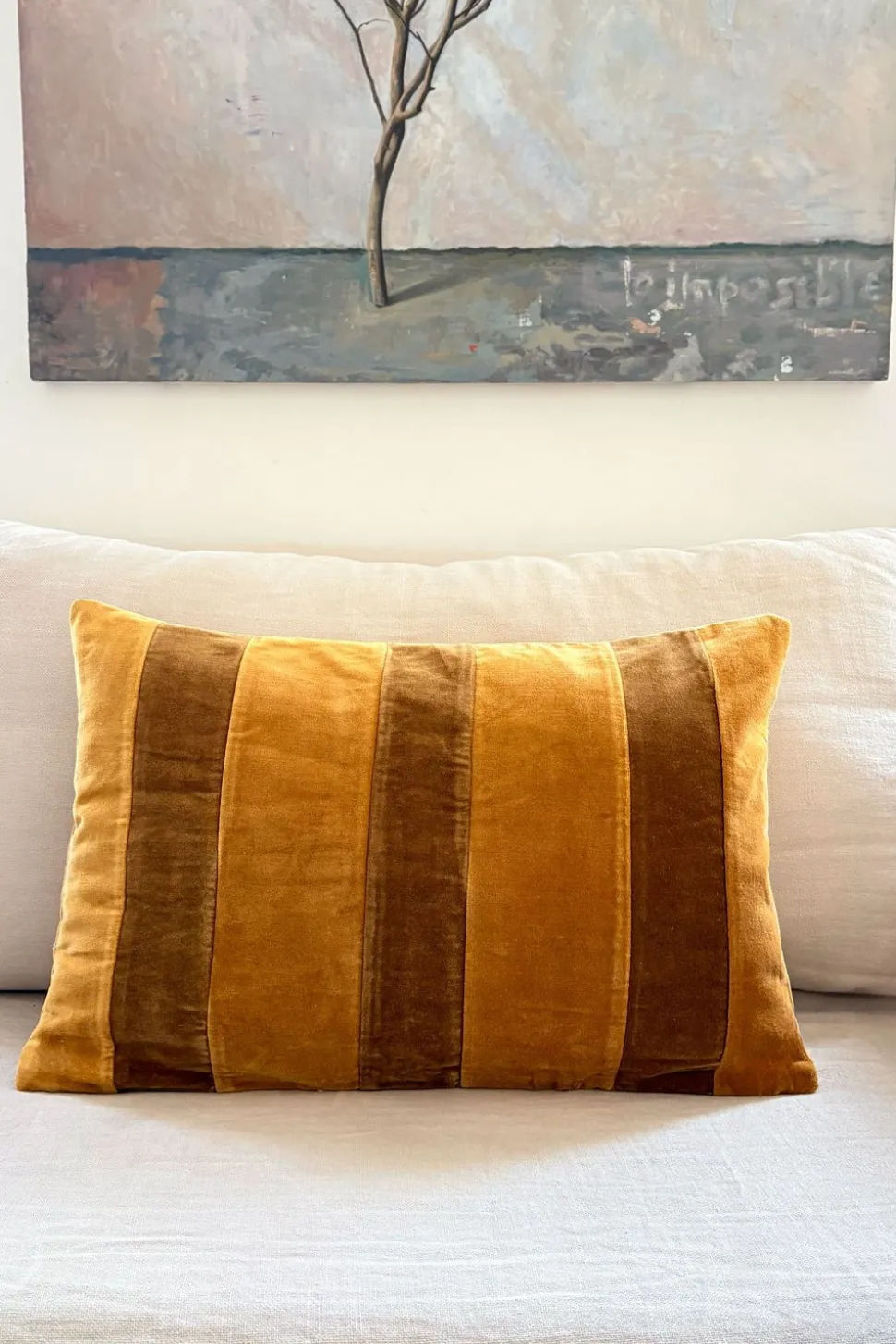 Cojín Marrón De Terciopelo Rectangular