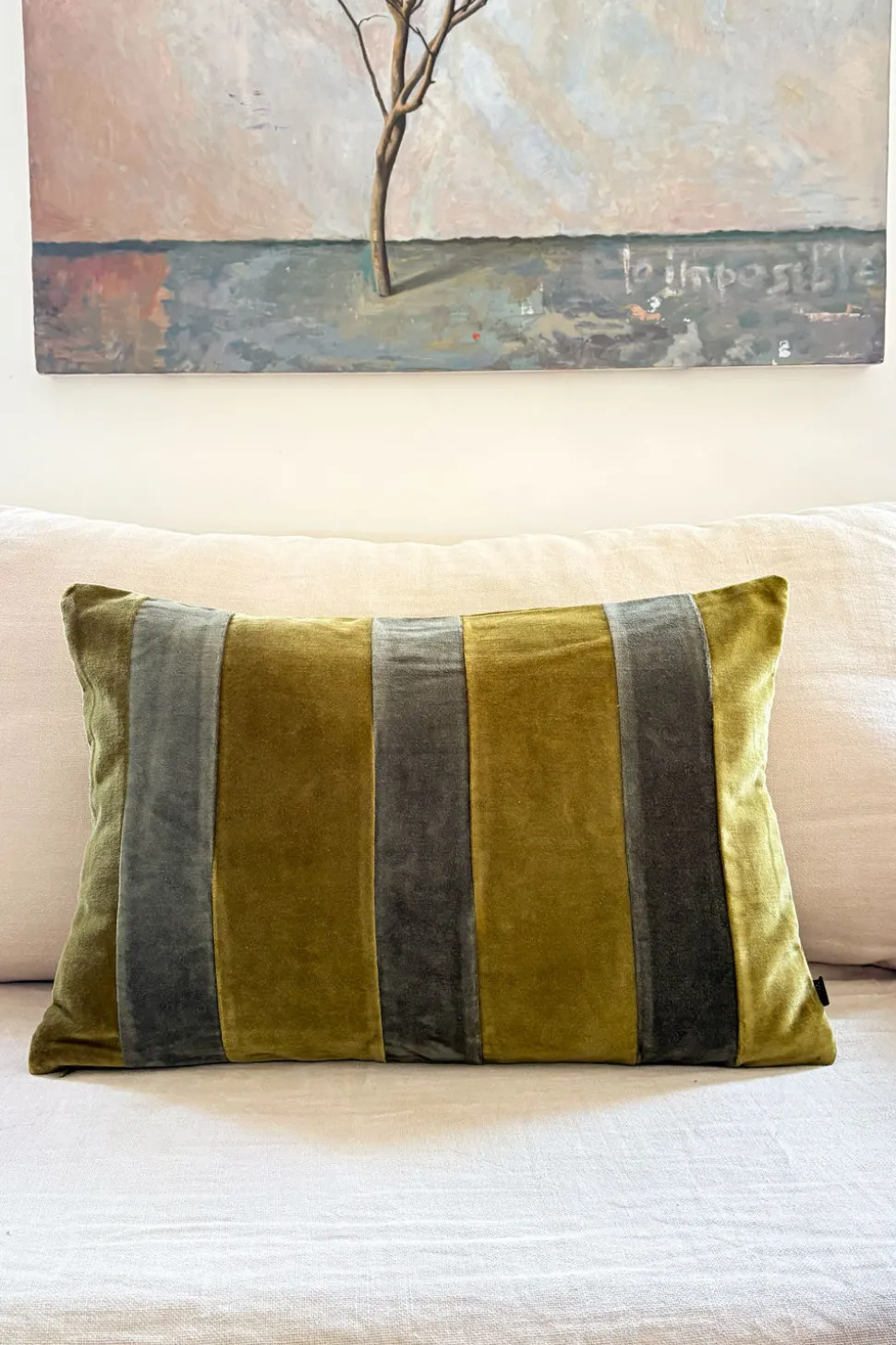 Cojín Verde De Terciopelo Rectangular