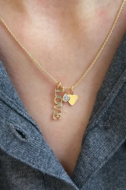 Collar Dorado Con Colgante Triple Love
