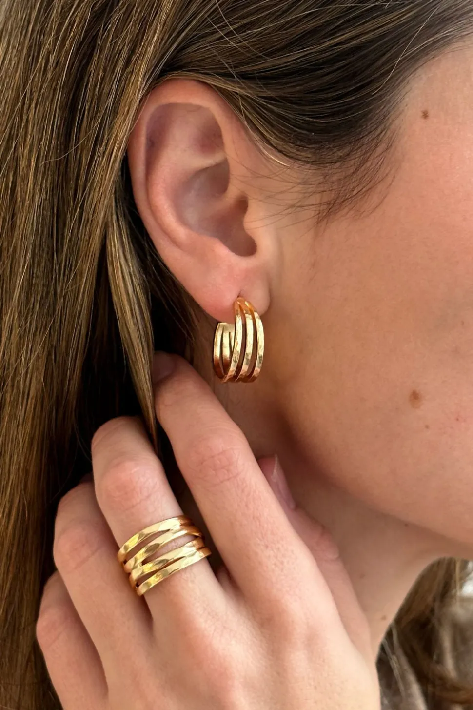 Combinación Anillo & Pendientes Argollas