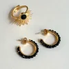 Combinación Anillo & Pendientes Onyx Negras