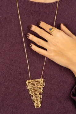 Combinación Anillo Labradorita & Collar Cascada Dorados