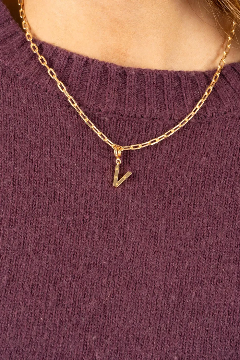 Combinación Cadena & Iniciales Doradas Con Detalle De Estrellas