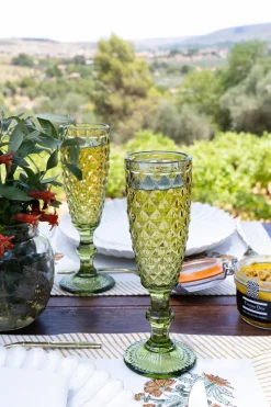 Copa Cristal Champagne Verde Rombos
