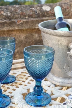 Copa Cristal Vino Azul Oscuro Picos