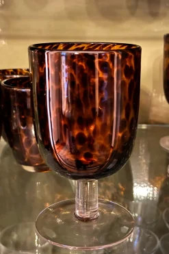 Copa De Cristal Con Diseño Moteado Ámbar