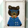 Cuadro Infantil Retrato Oso Con Gafas Bordado