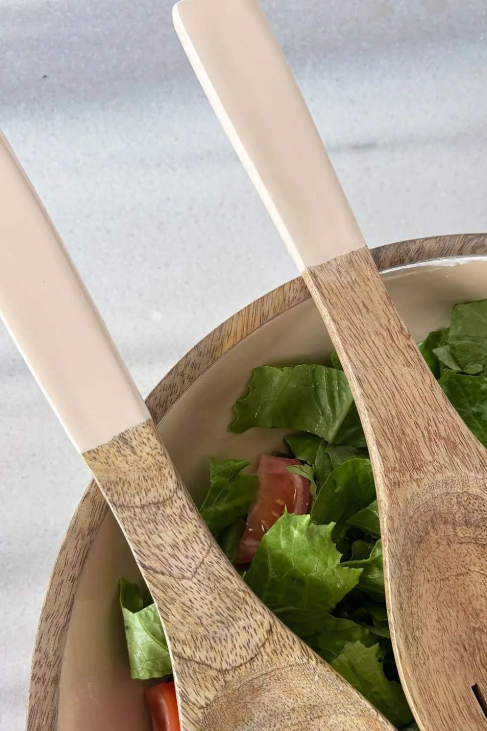 Cubiertos De Servir De Madera Crema